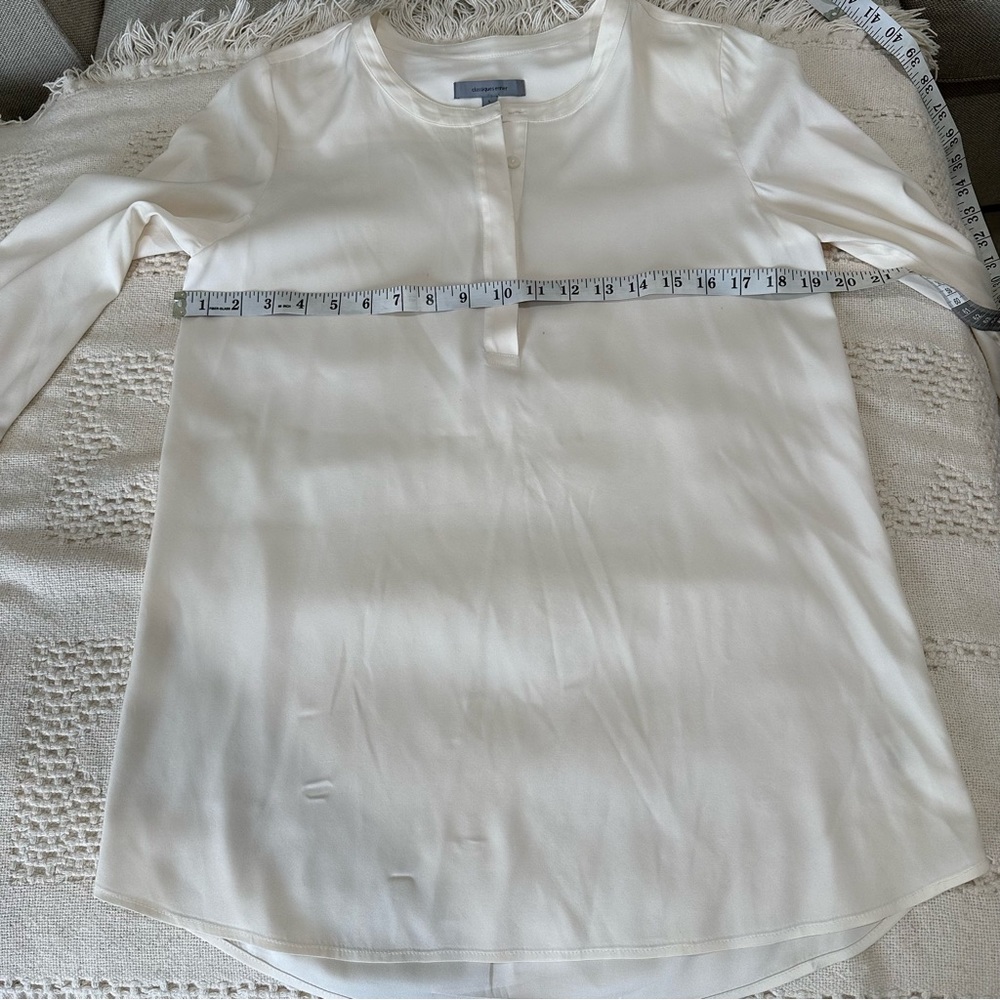 CLASSIQUES ENTIER Ivory Silk Long Sleeve Blouse Popover Tunic Top Cream … - Picture 8 of 13